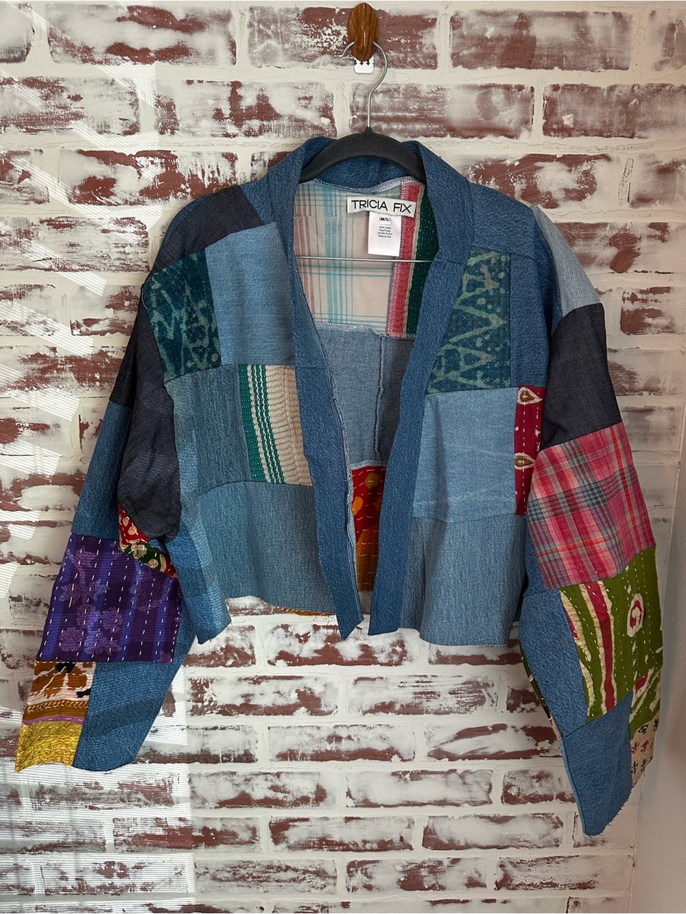 Tricia Fix Denim Jacket with Green and Red Patch Details